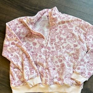 Pink Patterned Quarter-Zip Sweatshirt size Large